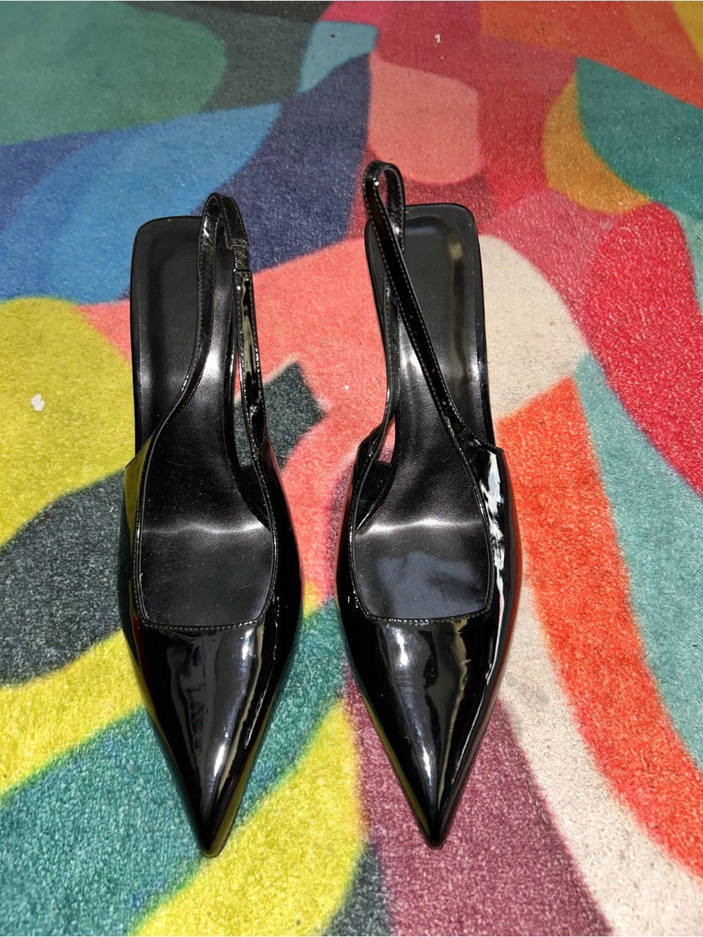 Women's Black Patent Slingback Pointed-Toe Pump - Picture 2 of 5